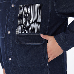 Veste de cow-boy lavée à <span class=keywords><strong>section</strong></span> mince et à épissage pour hommes de <span class=keywords><strong>grande</strong></span> taille veste en coton épais pour hommes de printemps de <span class=keywords><strong>grande</strong></span> taille - Product Image 3