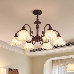 French Retro Chandelier Multi Head E26 <b>LED</b> <b>Light</b> Source Round Shape Home Lighting For Living Room Bedroom Dining Room - Product Image 1