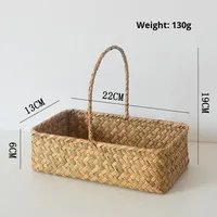 Panier de rangement pour plantes en paille tissée à la main multifonctionnel de petite taille pour l'arrangement des fleurs