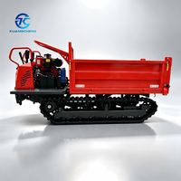 2-tons mini rupsdumper, handbediende rupsvoertuig voor transport in bergen en boomgaarden, met rubberen rupsbanden