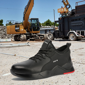 ブランドワークブーツファッションブラック滑り止め防水レザースチールつま先安全靴男性用 - Product Image 2