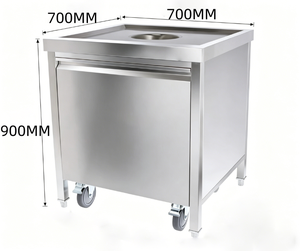 Carrito de Acero Inoxidable para Eliminación de Residuos de Restaurantes de Comida Rápida con Orificio Redondo de 220 mm, Contenedor de Residuos de Cocina Comercial para Hamburgueserías - Product Image 5