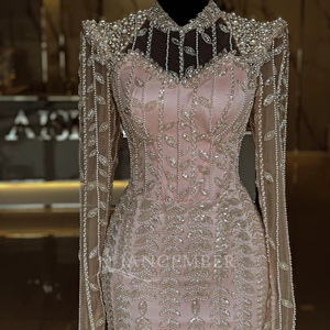 <span class=keywords><strong>Abito</strong></span> da Sera di Lusso <span class=keywords><strong>Rosa</strong></span> con Perline e <span class=keywords><strong>Maniche</strong></span> <span class=keywords><strong>Lunghe</strong></span> da Donna Elegante Formale per Matrimonio e Feste LSZ126 - Product Image 6