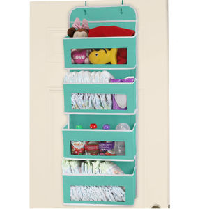 Organisateur de rangement mural à suspendre en tissu avec 4 poches transparentes pour porte - Product Image 1
