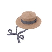 Chapeau de soleil plat en paille de raphia pour femme, chapeau de plage à large bord, style Paris pour les vacances d'été