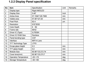 5.48inch 5.5inch AM OLED hiển thị bảng điều khiển oncell Touch Panel 916x2032 ili7836a mipi giao diện đầy đủ màu sắc AM OLED hiển thị - Product Image 3