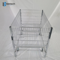 Panier en fil métallique robuste avec roulettes, pliable, bac de présentation pour le commerce de détail, pour le stockage
