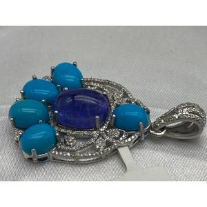 Nouveau pendentif FEROZA, TANZANITE, en argent sterling 925, best-seller, luxe, cadeau, fête, mariage, fiançailles, cérémonies religieuses, événements - Product Image 3