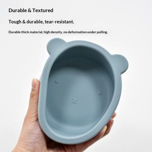 Plato de Silicona de Grado Alimenticio con Diseño Simple de Osito, Plato de Cena para Niños Resistente a Caídas, Vajilla para Alimentación - Product Image 4