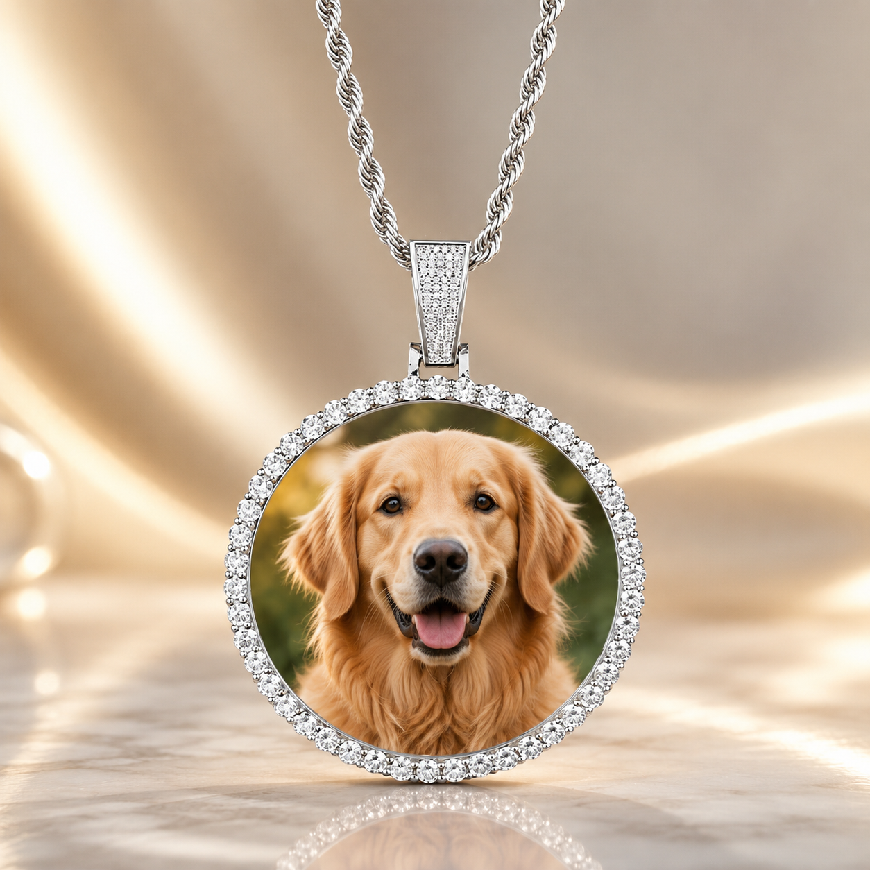 Platinum large size pendant+24inch*5mm twisted chain