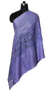 Fine <b>Wool</b> Eye Design Lace Scarf Stole - Product Image 2