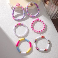 Ensemble de bracelets en argile polymère colorée bohème, faits à la main, DIY, jolies fleurs, coquillages, lettres, perles, bracelet pour femmes, bijoux aux éléments marins