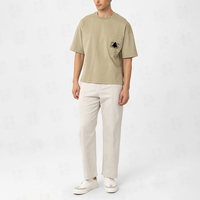Nueva Llegada: Camiseta Oversize de Algodón 100% con Bordado Plano Personalizado, de Gran Gramaje, para Hombre, Estilo Boxy, Corta, para Correr y Entrenar