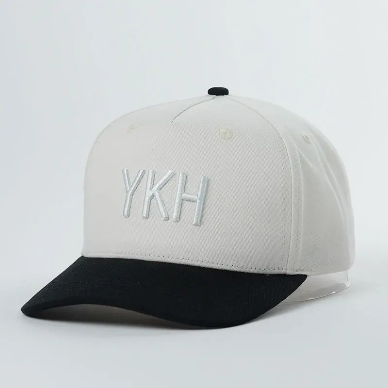 Erkekler için yüksek kalite özel LOGO 5-Panel beyzbol şapkası ayarlanabilir pamuk/Polyester/kumaş 3D işlenmiş şapka adam için