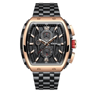 Reloj de Cuarzo Cronógrafo Tonneau Moderno y Elegante, Multifunción, Esfera Analógica, Acero Inoxidable, Calendario, Resistente al Agua, Luminoso - Product Image 6