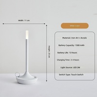 Lampe de table LED rechargeable sans fil à commande tactile en alliage d'aluminium, lumière décorative moderne pour hôtel, bar, chambre à coucher, lecture