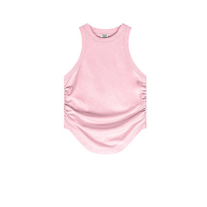 Chaleco Plisado para <span class=keywords><strong>Mujer</strong></span>, Estilo Americano, Color Sólido, Casual, Versátil, Sexy, Primavera-Verano - Product Image 4