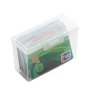 Caja de almacenamiento de tarjetas de plástico transparente con tapa, tamaño cuadrado pequeño para tarjetas de visita y tarjetas de membresía, organizador de oficina - Product Image 2