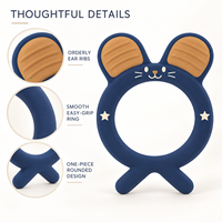 Anneau de dentition pour bébé en silicone, motif animal mignon, facile à saisir, oreilles texturées, pieds autoportants, qualité alimentaire, conception sans couture, vente en gros OEM