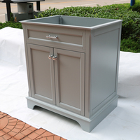 Meuble de salle de bain moderne, meuble de toilette en bois massif étanche, meuble de toilette américain bleu gris avec lavabo pour hôtel