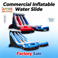 Toboggan aquatique gonflable commercial à double piste avec piscine à jets d'eau, toboggan aquatique gonflable en PVC robuste pour location événementielle