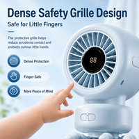 Ventilateur portable pieuvre pour poussette avec écran LED, 3 vitesses, silencieux, alimenté par USB/batterie, portable pour poussette de bébé, siège auto et voyage