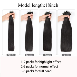 胶带直发巴西人头马天然黑色20支50克/包女性隐形粘合剂 - Product Image 5
