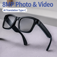 Gafas Inteligentes con Traducción por IA, Cámara AR, 8MP, Tipo-C, Micrófono Dual con Reducción de Ruido, Toma Fotos, Graba Videos, Reconocimiento de Objetos