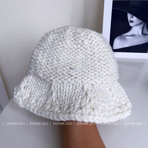 Knitted Hat Wool Winter Warm Windproof For Women <b>Bucket</b> Hats <b>White</b> Khaki Black - Product Image 2