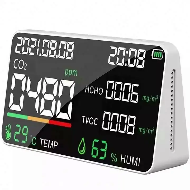 Indicador do índice de saúde do ar (AQI) detector de qualidade do ar portátil tela LCD PM2.5 TVOC HCHO monitor de temperatura e umidade