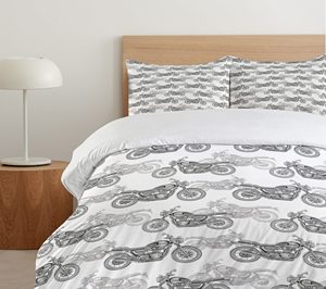 Bộ vỏ chăn xe máy, Minh họa thang độ Xám thực tế của xe máy cổ điển nhiều chi tiết, bộ giường trang trí - Product Image 5