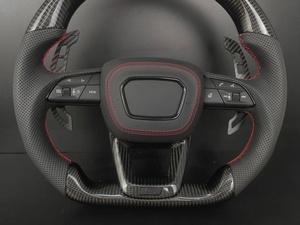 Volant en fibre <span class=keywords><strong>de</strong></span> carbone pour Audi A3/A4/A5/A6/A7/Q3/Q5/Q7/TT/S Série RS, cuir Nappa perforé, volant personnalisé - Product Image 4