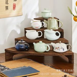 Solid Wood Tiered Display Rack 3 Floors Durable Storage <b>Shelf</b> For Tea Sets Home <b>Desktop</b> Jewelry Bracelets - Product Image 2