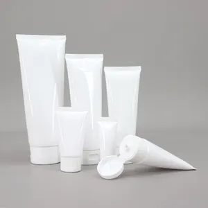 Detergente per il viso personalizzato Flip Top Squeeze Tube Packaging crema per le mani bianca confezione cosmetica vuota lozione crema tubo di plastica