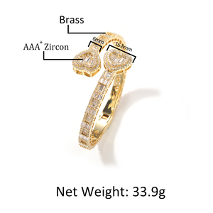 Brazalete Ajustable UWIN con Incrustaciones de Circonitas Cúbicas <span class=keywords><strong>en</strong></span> Forma de Corazón, Estilo Hip Hop, Joyería para Mujer - Product Image 6