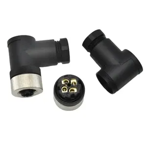 ขั้วต่อกันน้ำ M12 A Code IP67 แบบ 4 ขา ติดตั้งแบบสกรู ขั้วต่อปลั๊กตัวผู้ตัวเมียแบบมุมฉาก - Product Image 4