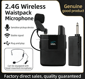 Professionele 2.4G draadloze microfoon Lavalier microfoon draadloze headsetmicrofoon met bodypack zender oplaadbare ontvanger - Product Image 2