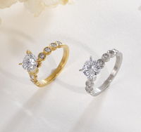 Bague européenne et américaine en acier inoxydable pour femmes, design de luxe, design de niche, titane, zircon, quatre griffes
