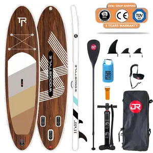 Geetone Aufblasbares tiefes Holz einlagiges Design Stand Up Großhandel Holz Paddle Boards Set Blow Up Touring Surfbrett ISUP