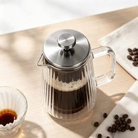 Cafetière à piston française à texture fine pour la maison, en verre double paroi résistant à la chaleur, pour le café, le thé et la mousse de lait