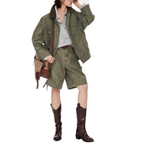 Chaqueta y Pantalones Cortos de Lona para Hombre Estilo Granero, 100% Algodón, Lavado Desgastado, Casual, con Efecto Deslavado, Venta al por Mayor - Product Image 2