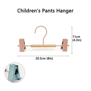 Winwin Free Sample Anti-Slip Kid <strong>Children</strong> Metal Clothes <strong>Hanger</strong> with Wood Bar Single Tier for Wardrobe &amp; Living Room Use - Product Image 5