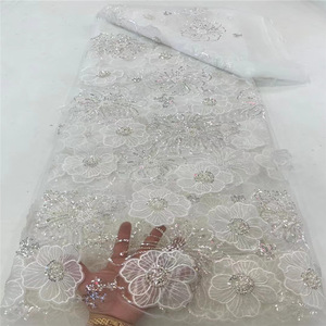 قماش شبكي مطرز ثلاثي الأبعاد جديد ، أنبوب مطرز بالترتر بنمط حيوان ، قماش بوليستر غير مطاطي للملابس الجاهزة - Product Image 4