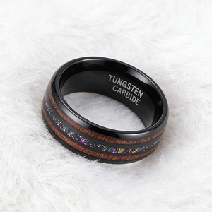 Bague en carbure de tungstène 8 mm style INS avec incrustation bois et <span class=keywords><strong>opale</strong></span>, ajustement confortable, pour hommes et femmes, cadeau de mariage - Grande Vente - Product Image 2