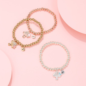 Bracelet élastique mignon en alliage avec pendentif champignon, perles, cadeau de bijoux doux pour maman, fille, meilleure amie - Product Image 2