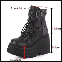 Bottines à plateforme gothiques pour femmes, style punk, à lacets, épaisses, antidérapantes, mi-mollet, pour cosplay et usage quotidien