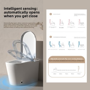 Nouvelle conception de toilette intelligente avec capteur de pied, télécommande, réservoir intégré, sans limite de pression d'<span class=keywords><strong>eau</strong></span>, chasse d'<span class=keywords><strong>eau</strong></span> automatique - Product Image 5