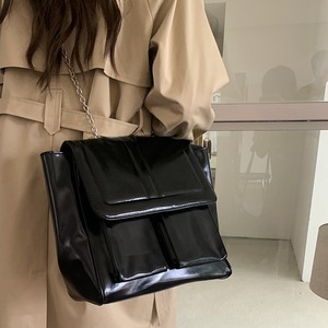 Bolso cruzado negro para mujer, bolso de mano con hebilla magnética de color sólido para uso diario - Product Image 4