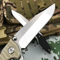 Couteau pliant CPM Blade Spear Point à bord plat, manche G10, qualité DIY, pour camping, chasse, usage extérieur (personnalisable OEM)
