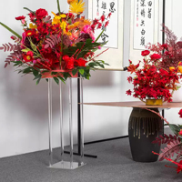 Décoration de mariage : Cadres pour allées, Présentoirs, Table principale d'hôtel, Décoration de scène de mariage transparente, Supports à fleurs en acrylique